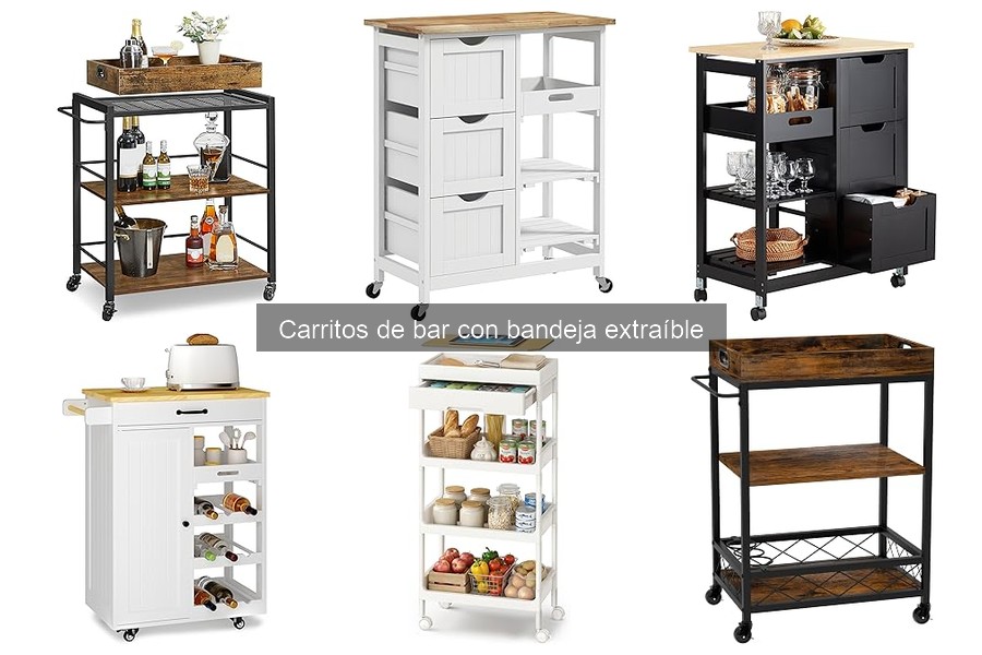 Mejores carritos de bar con bandeja extraíble para tu hogar