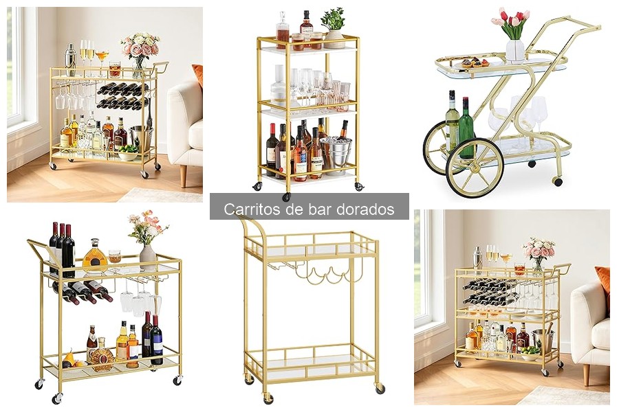 Mejores carritos de bar dorados para espacios pequeños