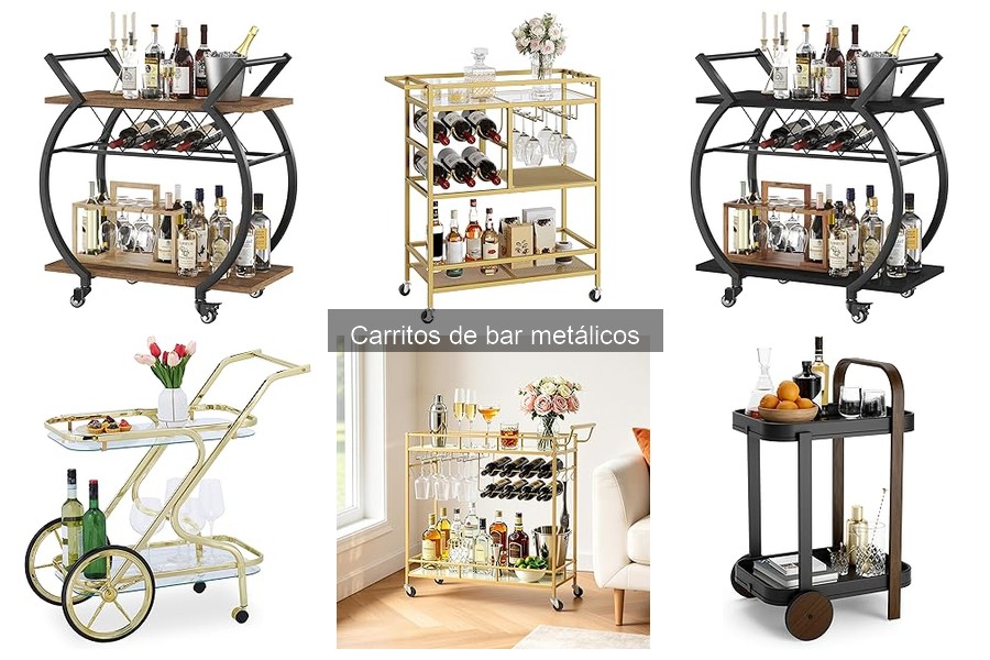 Mejores carritos de bar metálicos para espacios reducidos